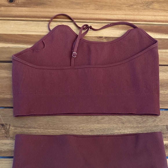 Rust Red Ribbed Two-Piece Set - Picture 3 of 5